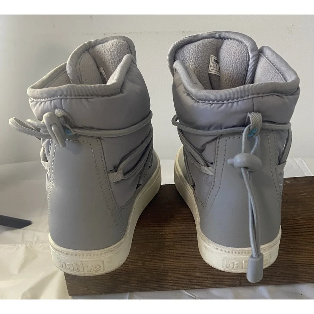 Kids Native Gray Chamonix Retro Elastic Wrap Up Lace‎ Free Boots-Size Child 12